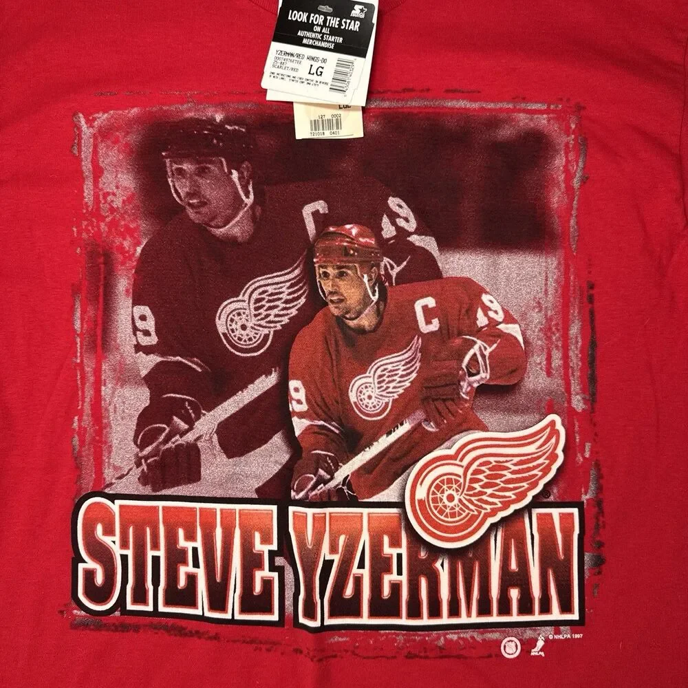 NWT Vintage 1997 Starter NHL Steve Yzerman Detroit Red Wings Red Shirt Large